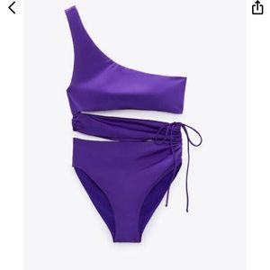 Zara one piece bathing suit one shoulder